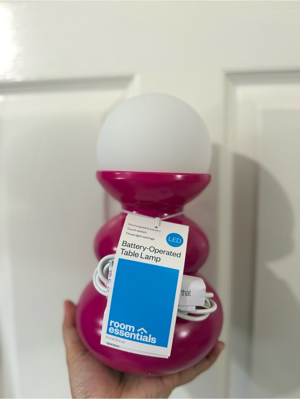 Room Essentials Hot Pink Battery-Operated Table Lamp